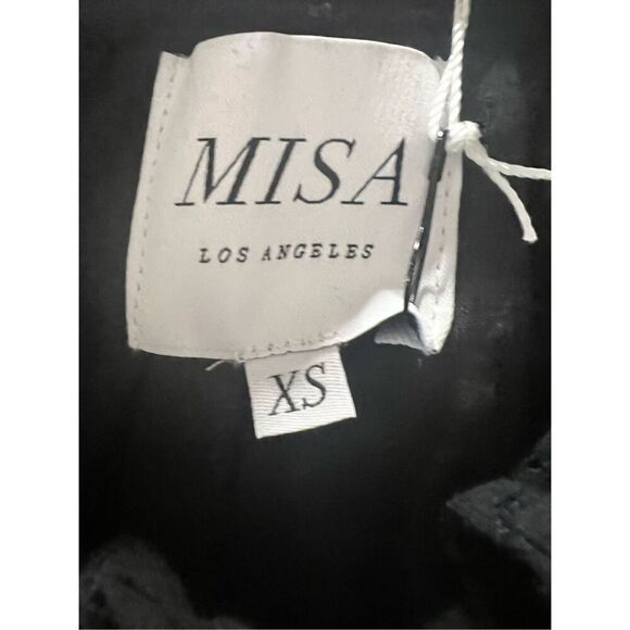 Misa Los Angeles Women's Black Lilian Tie Neck Ruffled Tiered Mini Dress XS NWT - Picture 4 of 7